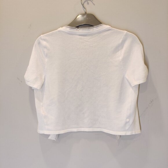 Ricki's White Cropped Open-Front Cardigan Short Sleeve | Small - Picture 6 of 7